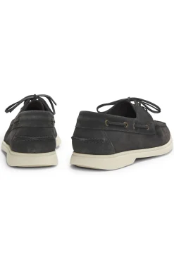 Bootschuhe aus Veloursleder mit Kontrastsohle