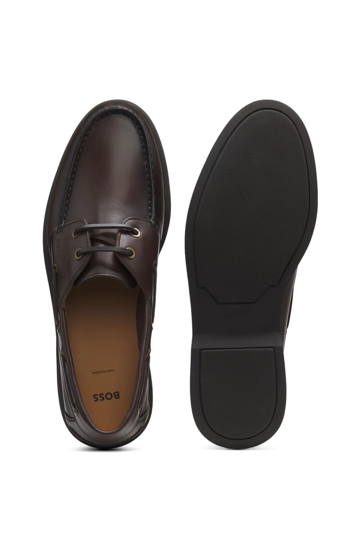 Bootsschuhe aus Leder mit Logo-Prägung