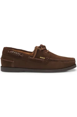 Bootsschuhe aus Veloursleder-Mix