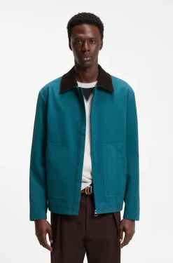 BOSS BY BECKHAM Baumwolljacke mit Kontrastkragen