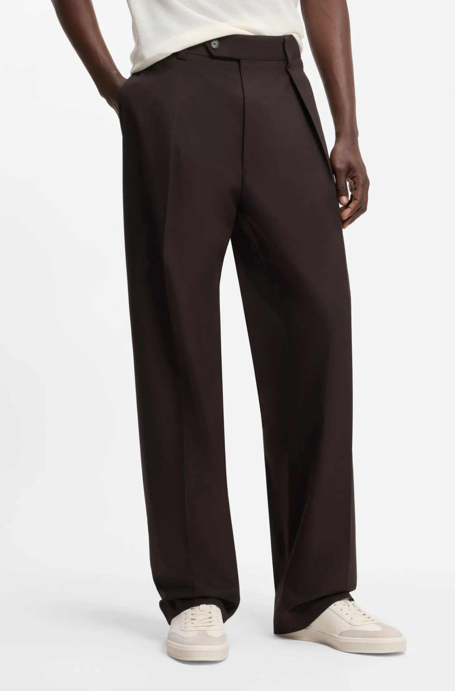 BOSS BY BECKHAM Bundfaltenhose aus Baumwolle