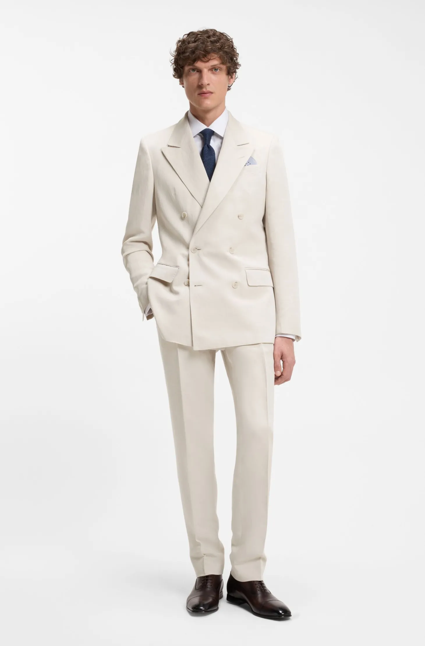BOSS BY BECKHAM Fein gemusterte Slim-Fit Hose