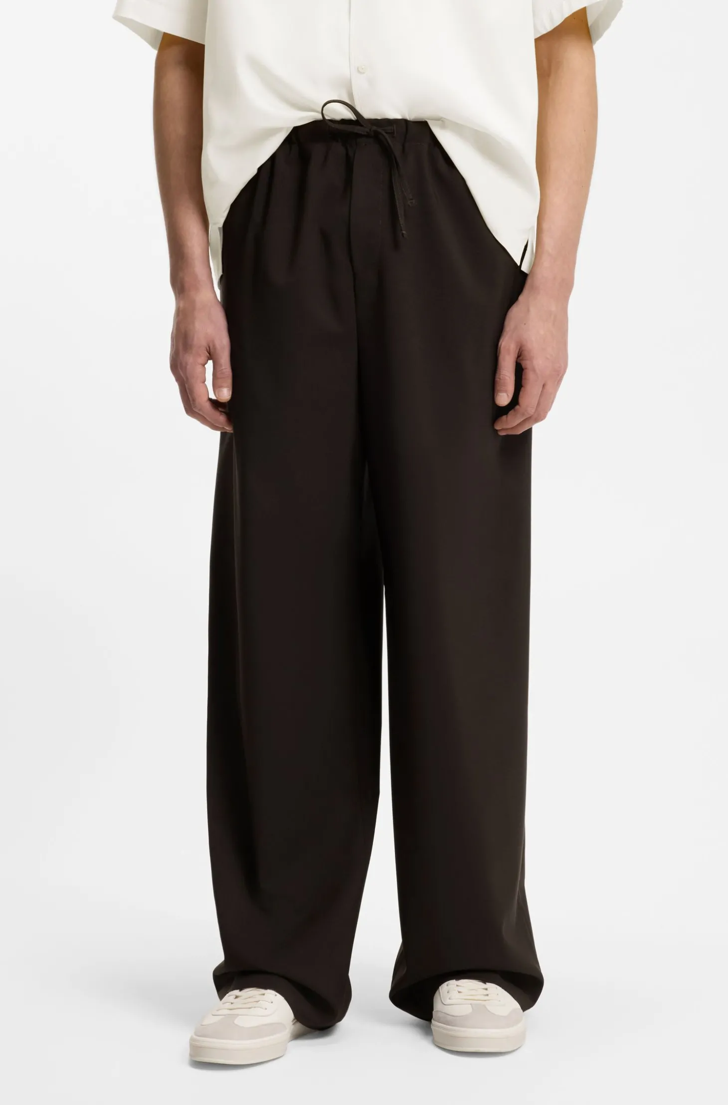 BOSS BY BECKHAM Hose mit Tunnelzug am Bund aus Schurwolle
