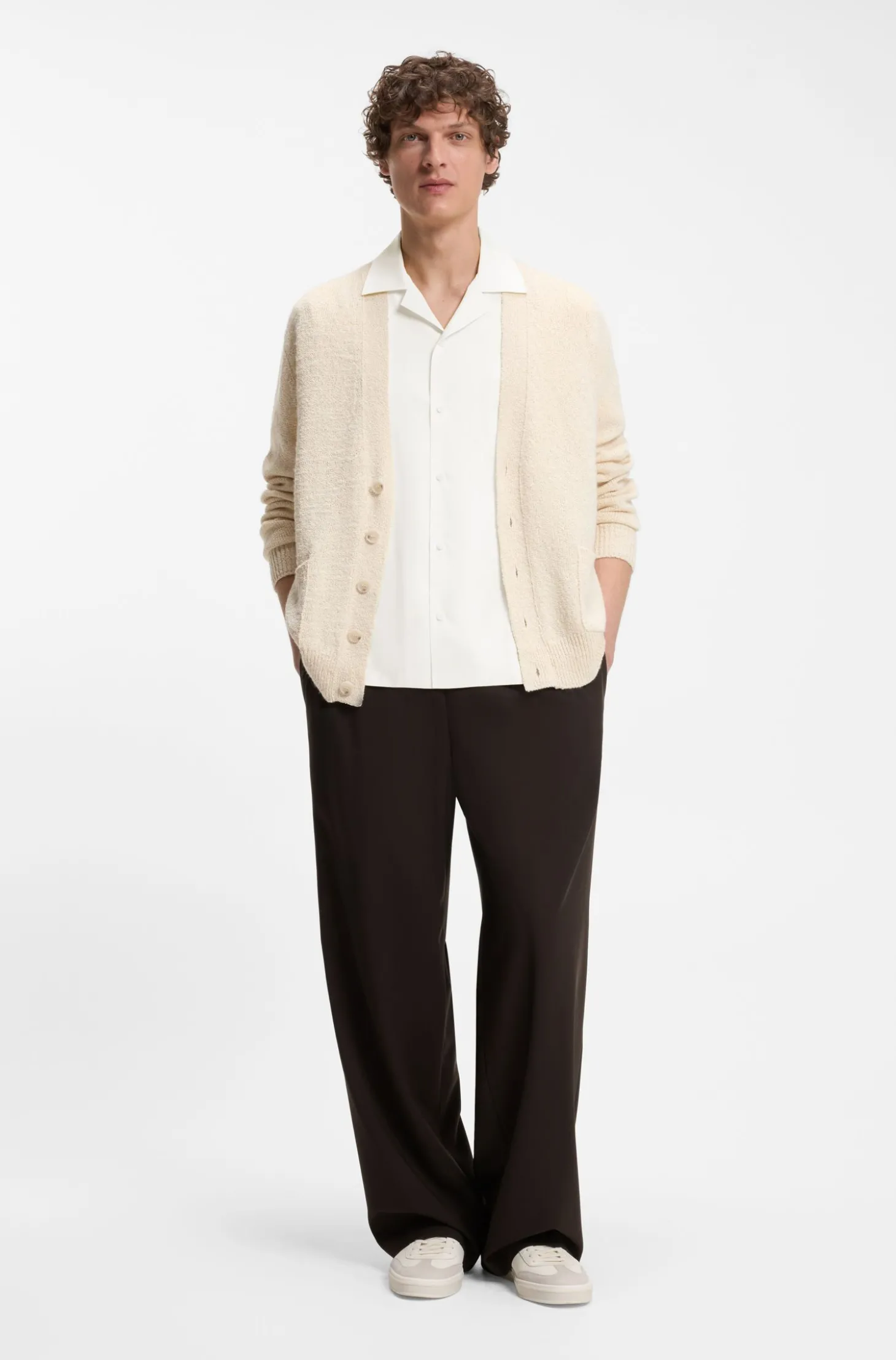 BOSS BY BECKHAM Hose mit Tunnelzug am Bund aus Schurwolle