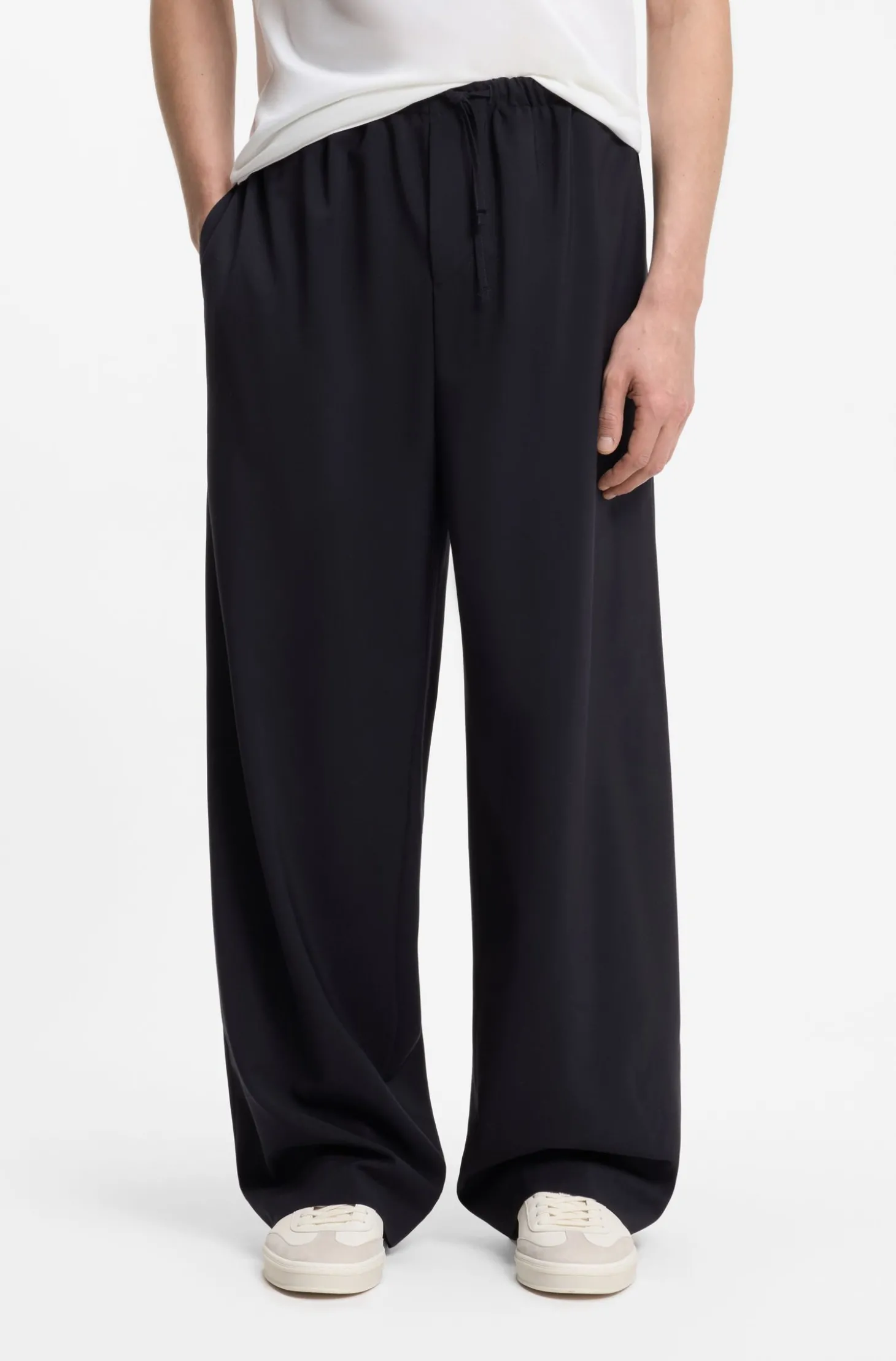 BOSS BY BECKHAM Hose mit Tunnelzug am Bund aus Schurwolle