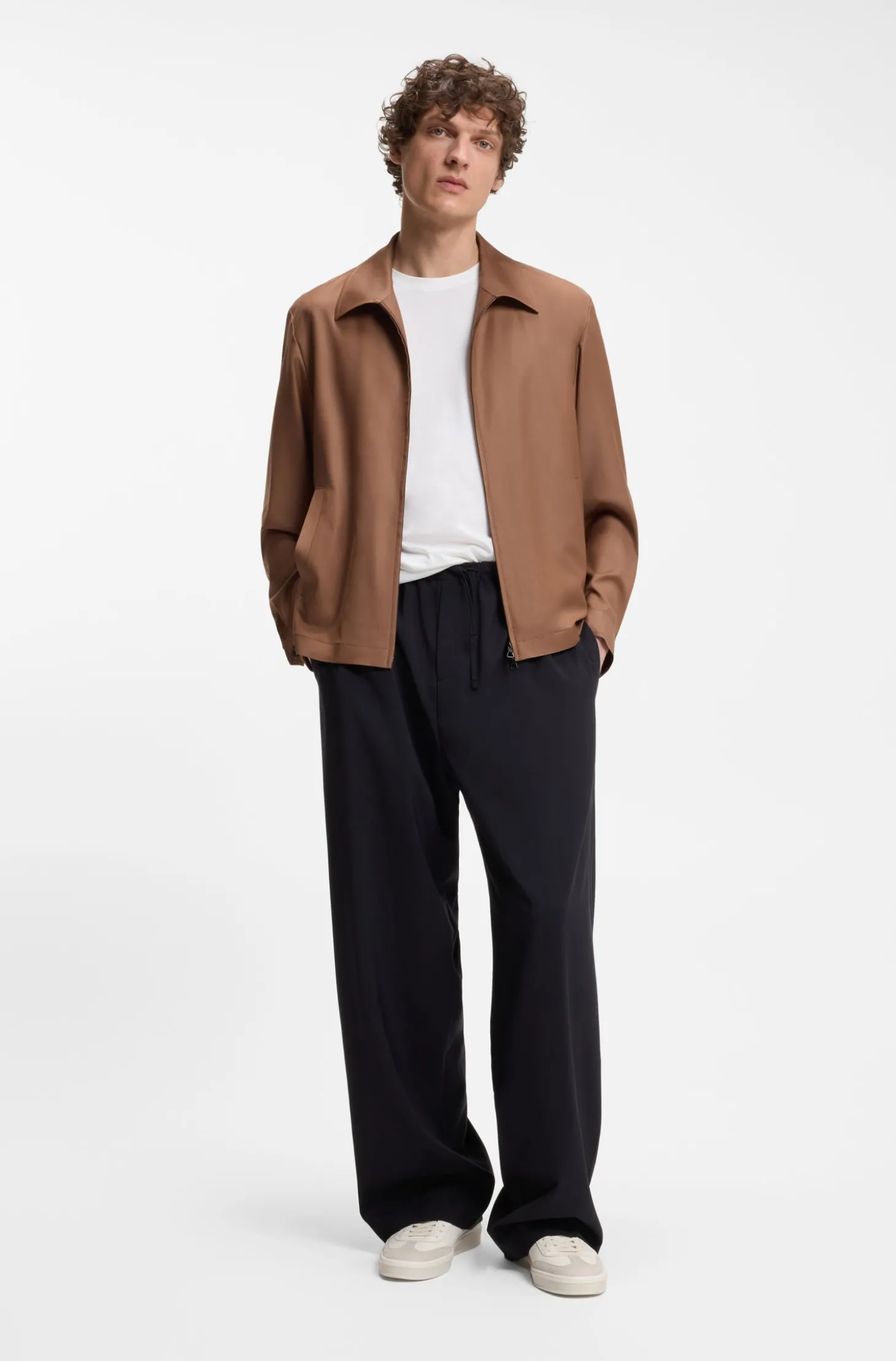 BOSS BY BECKHAM Hose mit Tunnelzug am Bund aus Schurwolle