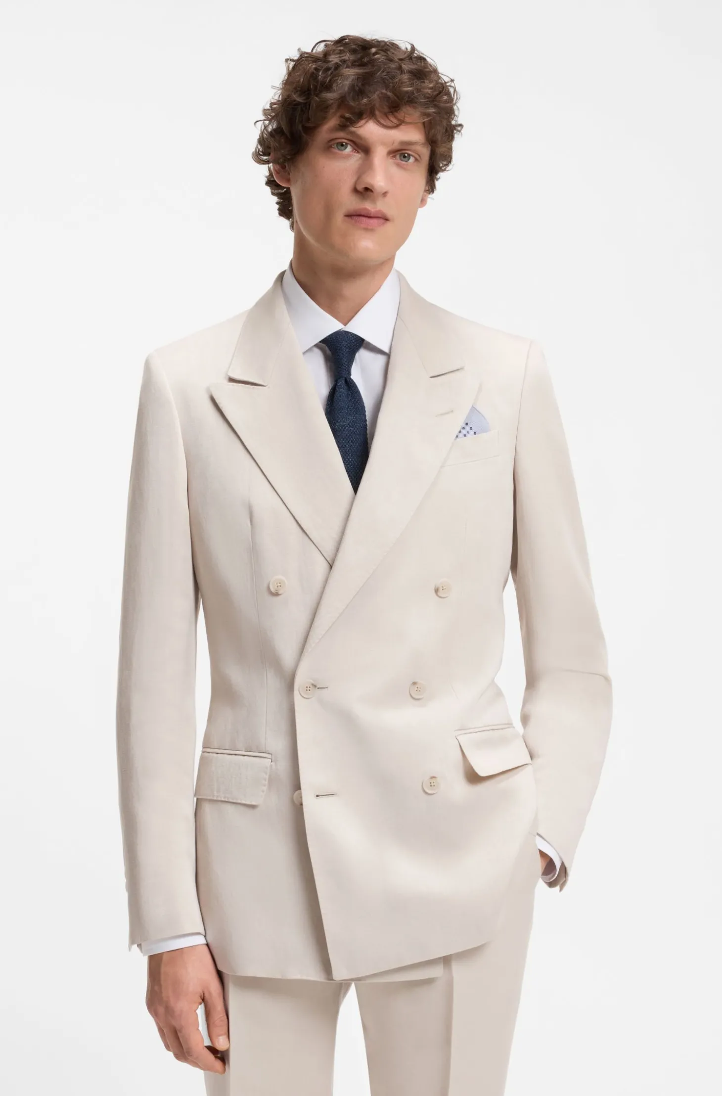 BOSS BY BECKHAM Krawatte mit Leinen und Tussahseide