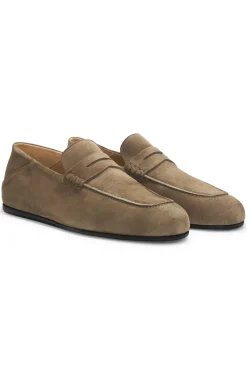 BOSS BY BECKHAM Pennyloafer aus Veloursleder