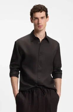 BOSS BY BECKHAM Relaxed-Fit Hemd aus Leinen