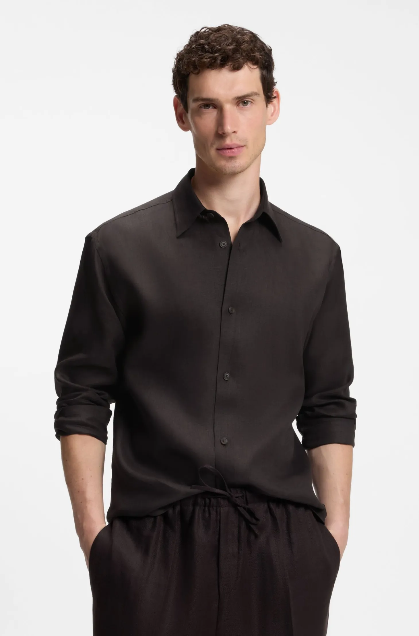 BOSS BY BECKHAM Relaxed-Fit Hemd aus Leinen