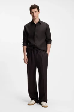 BOSS BY BECKHAM Relaxed-Fit Hemd aus Leinen