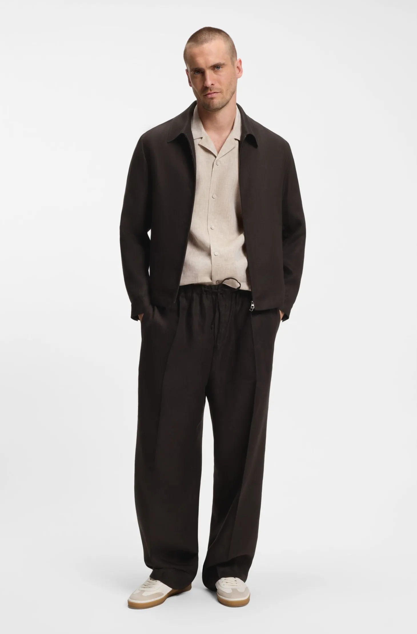 BOSS BY BECKHAM Relaxed-Fit Hose aus Leinen