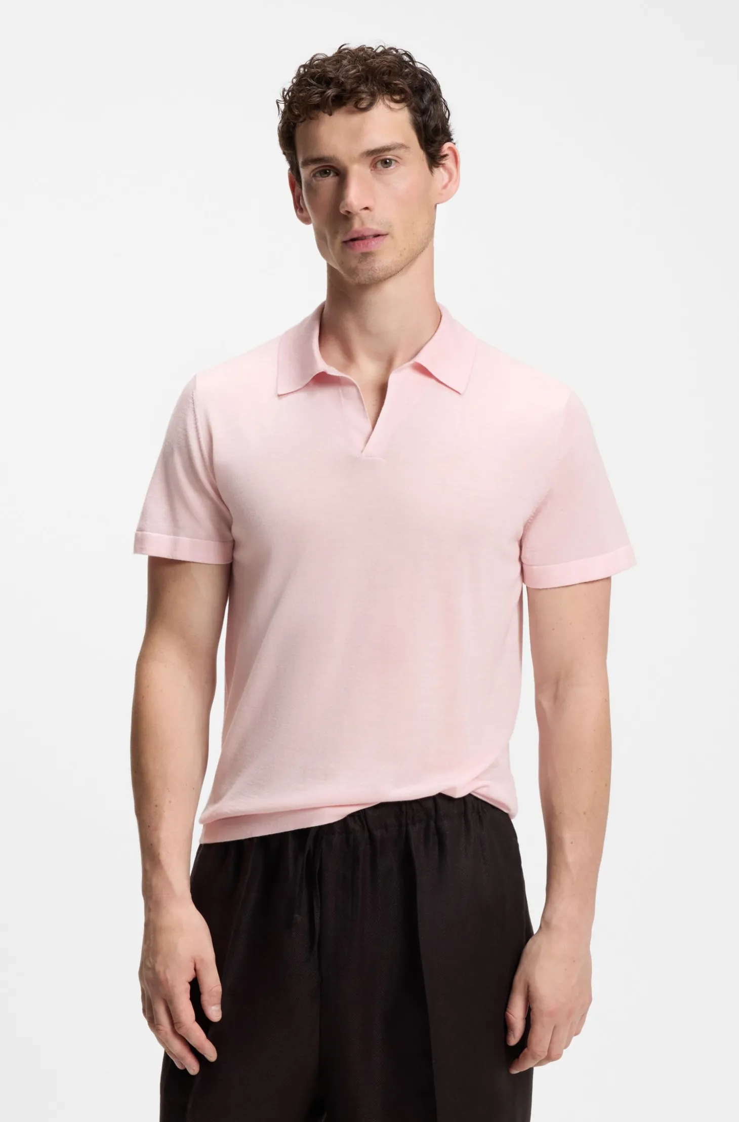 BOSS BY BECKHAM Strick-Polo aus Schurwolle