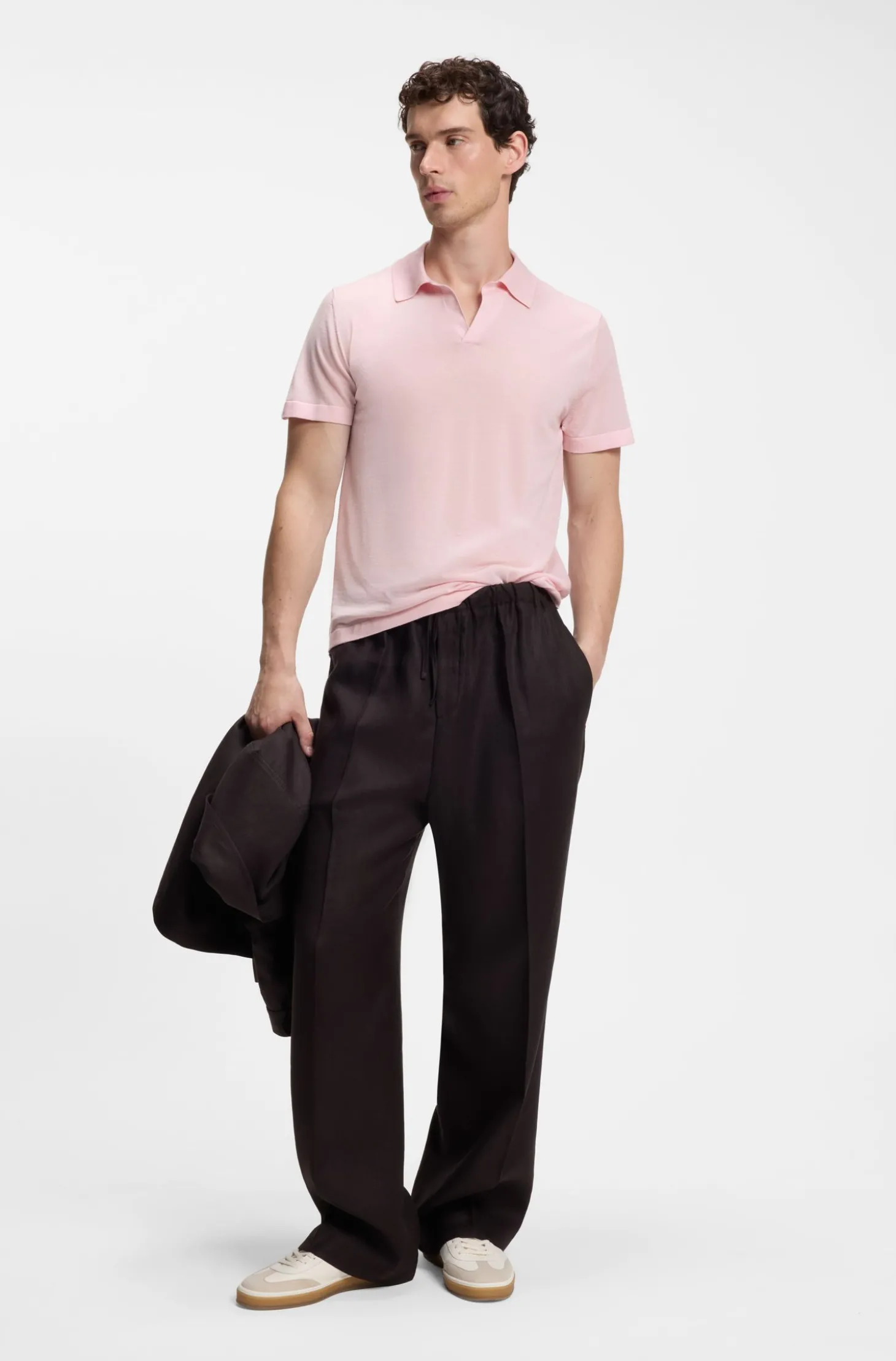 BOSS BY BECKHAM Strick-Polo aus Schurwolle
