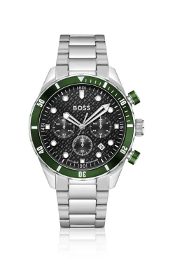 BOSS Chronomatix Uhr aus Edelstahl mit strukturiertem Monogramm-Zifferblatt