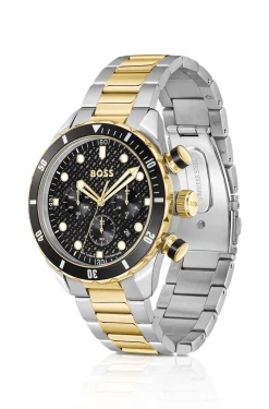 BOSS Chronomatix zweifarbige Uhr mit Monogramm-Struktur auf dem Zifferblatt