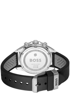BOSSLETIC Uhr aus Edelstahl mit perforiertem Silikonarmband