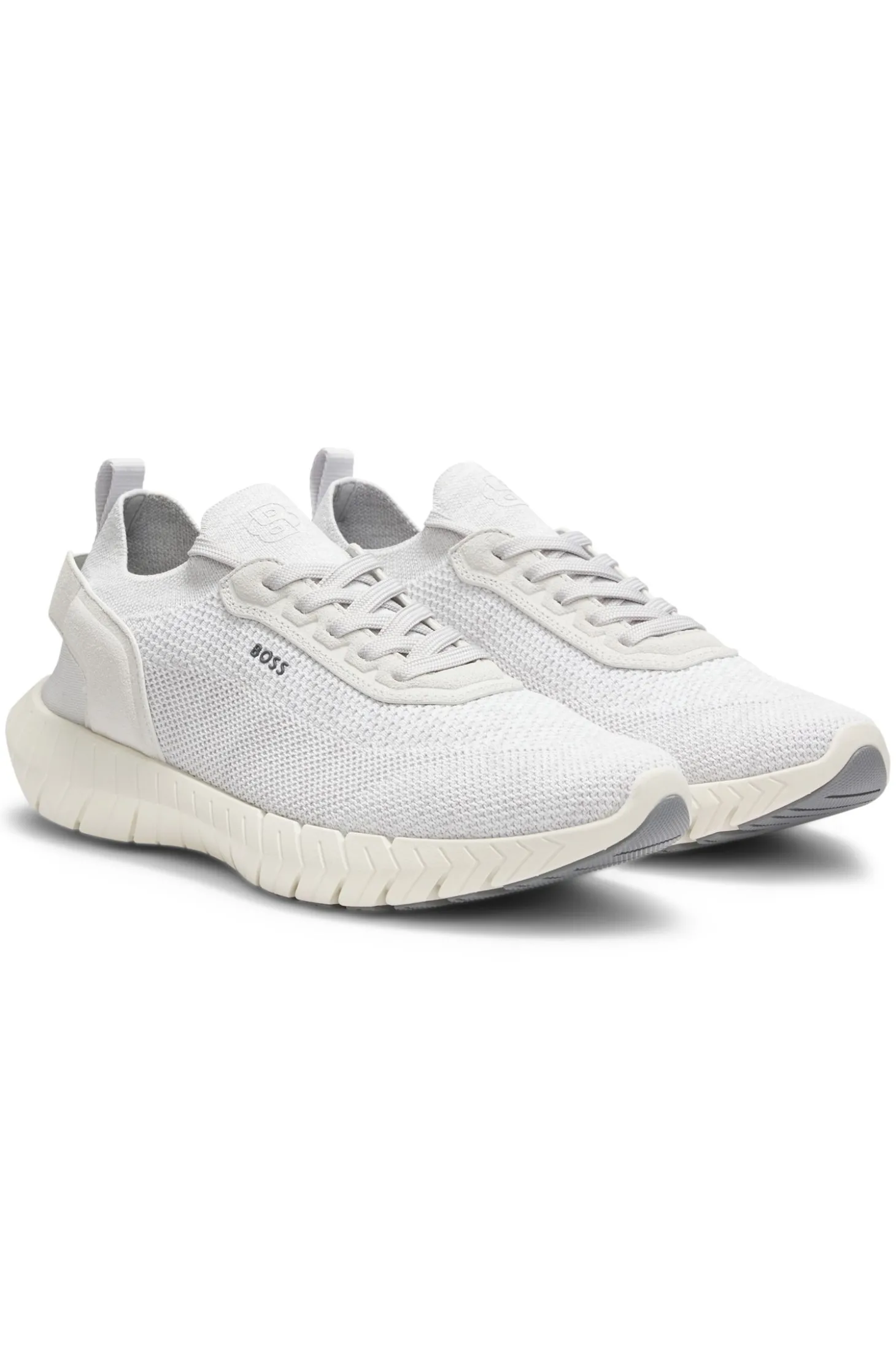 BOSS-MOTION Sneakers aus Strick mit Leder-Details
