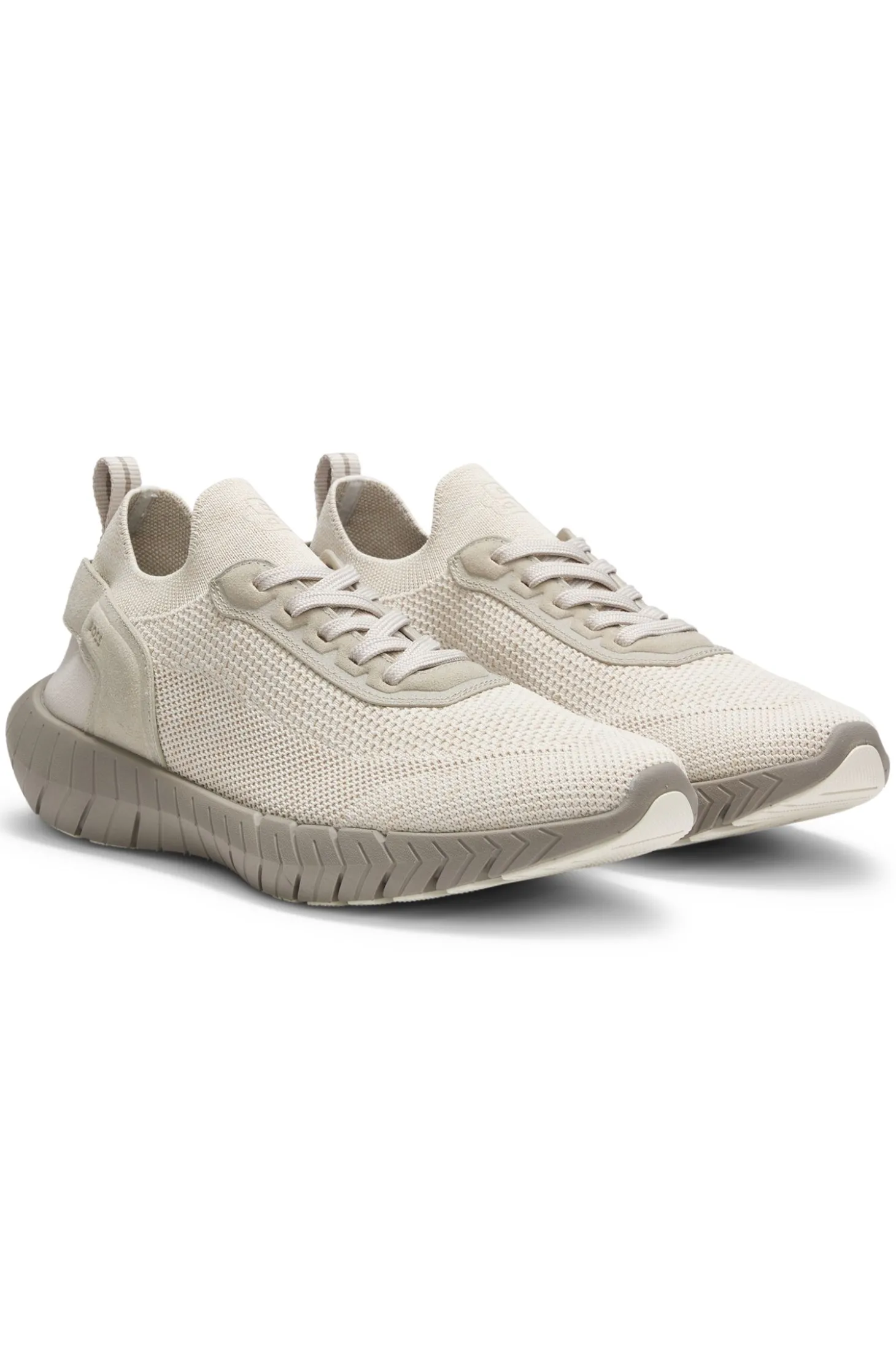 BOSS-MOTION Sneakers aus Strick mit Leder-Details