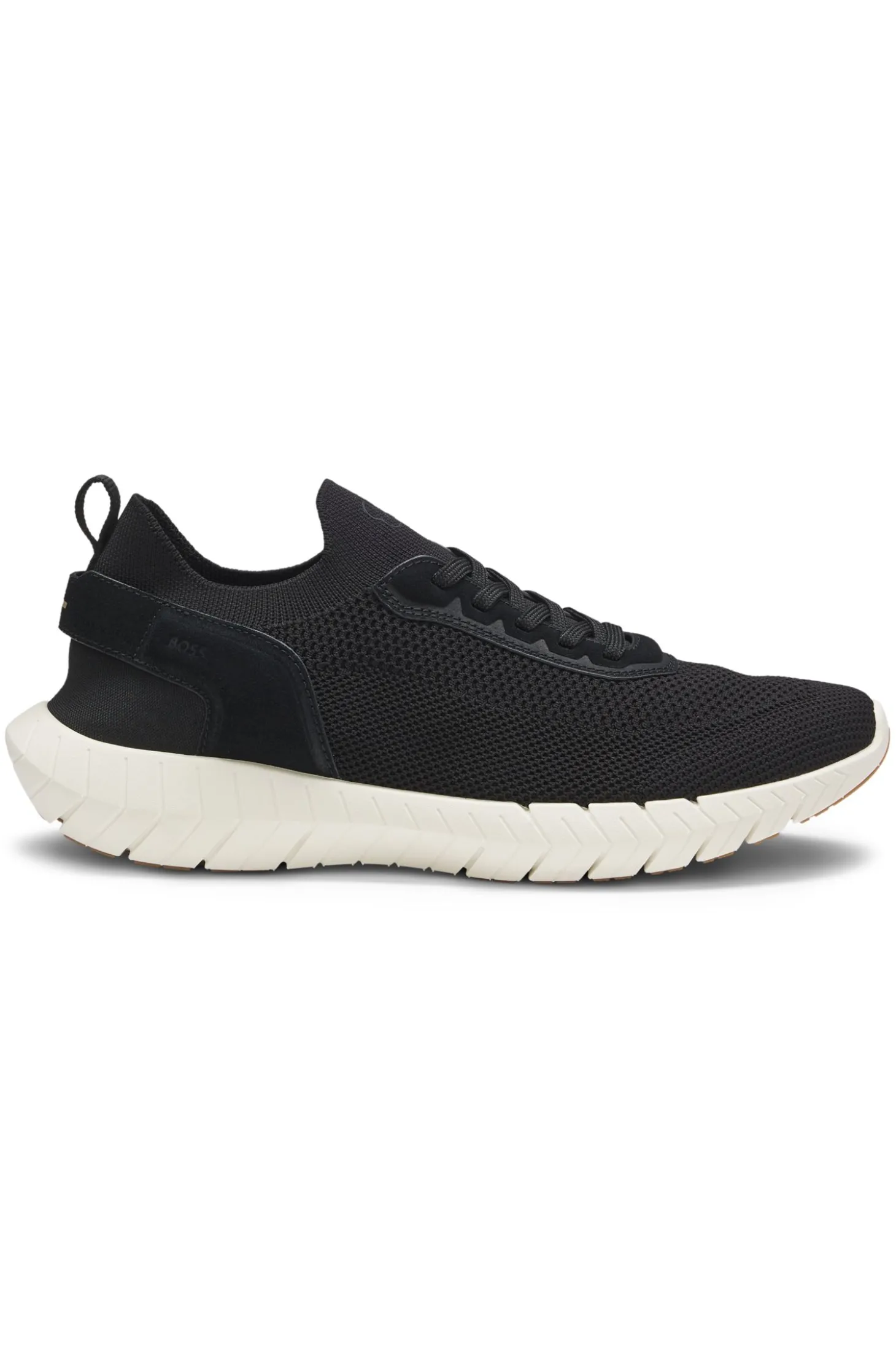 BOSS-MOTION Sneakers aus Strick mit Leder-Details