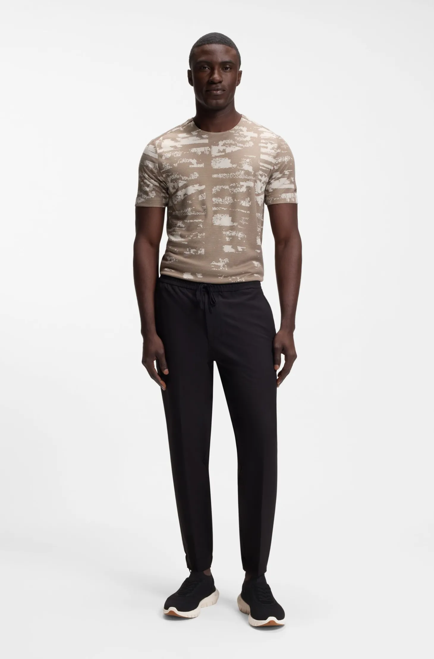 BOSS-MOTION Sneakers aus Strick mit Leder-Details
