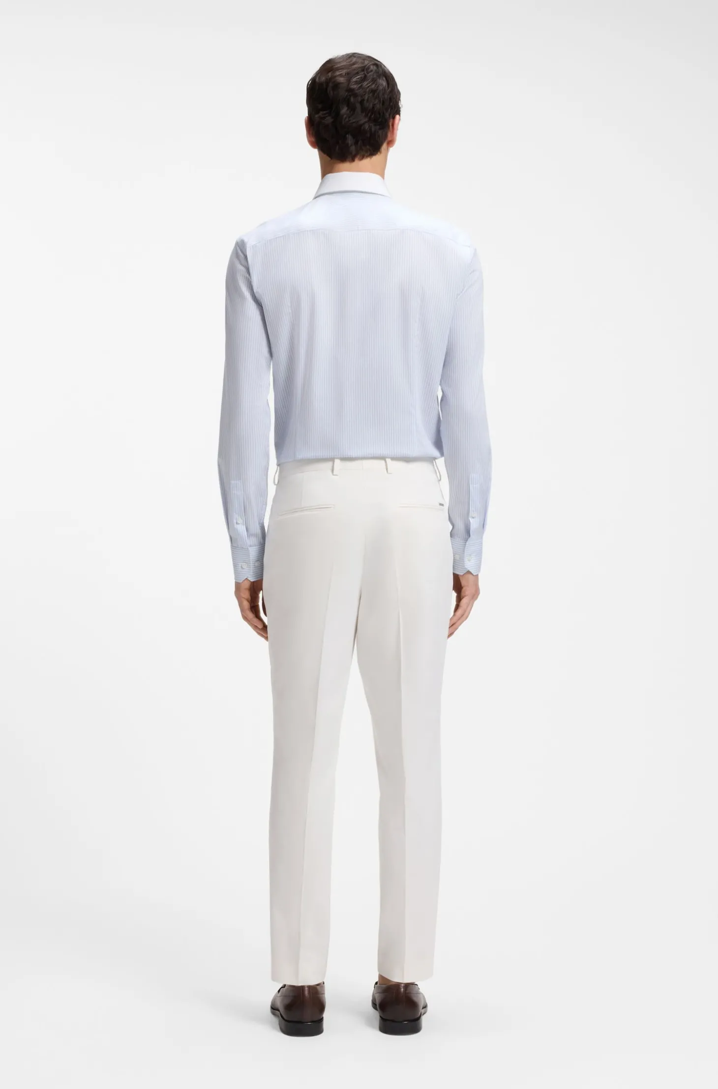 BOSS ONE Gestreiftes Slim-Fit Hemd aus Baumwoll-Twill