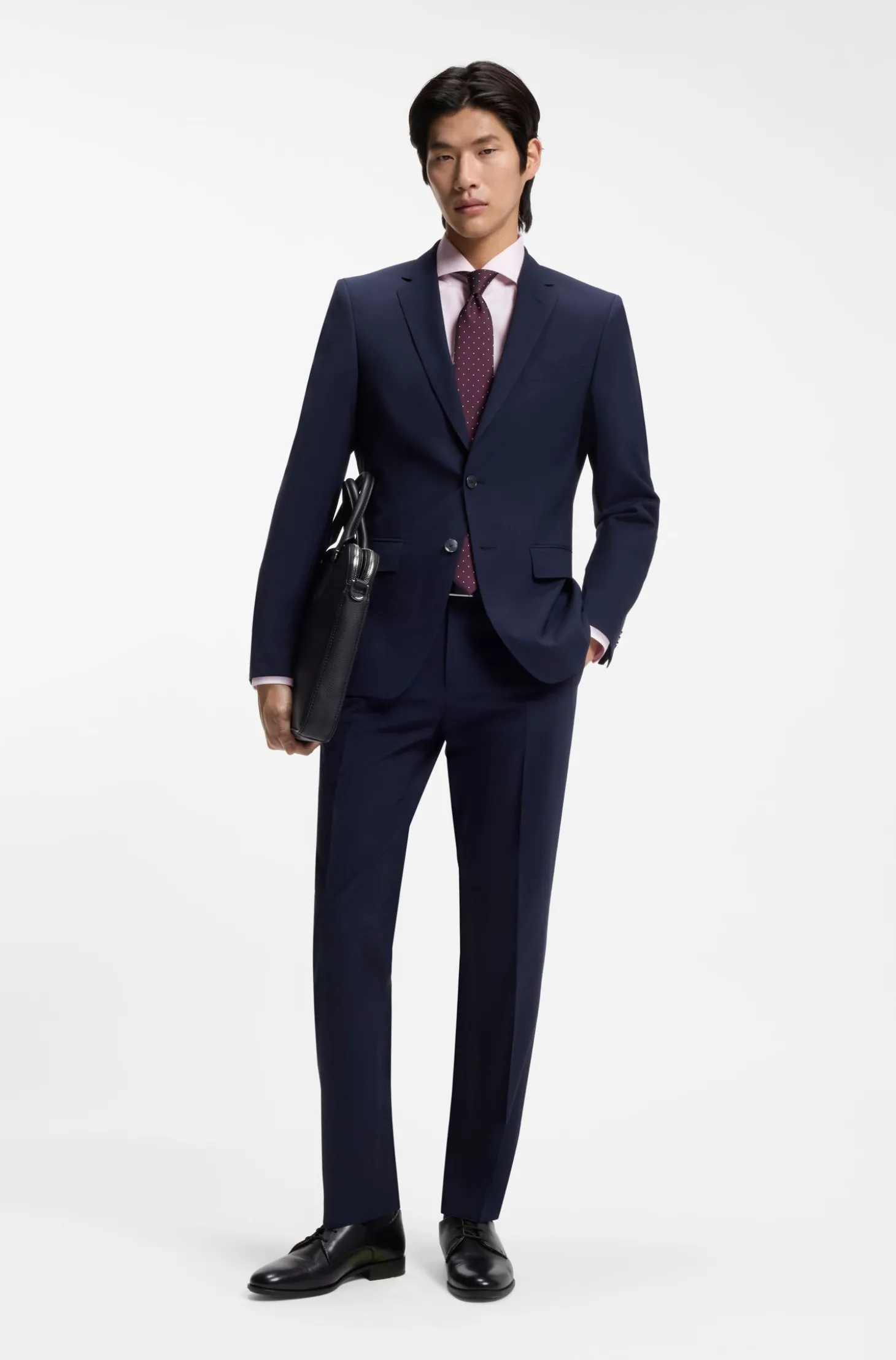 BOSS ONE Gestreiftes Slim-Fit Hemd aus Baumwoll-Twill