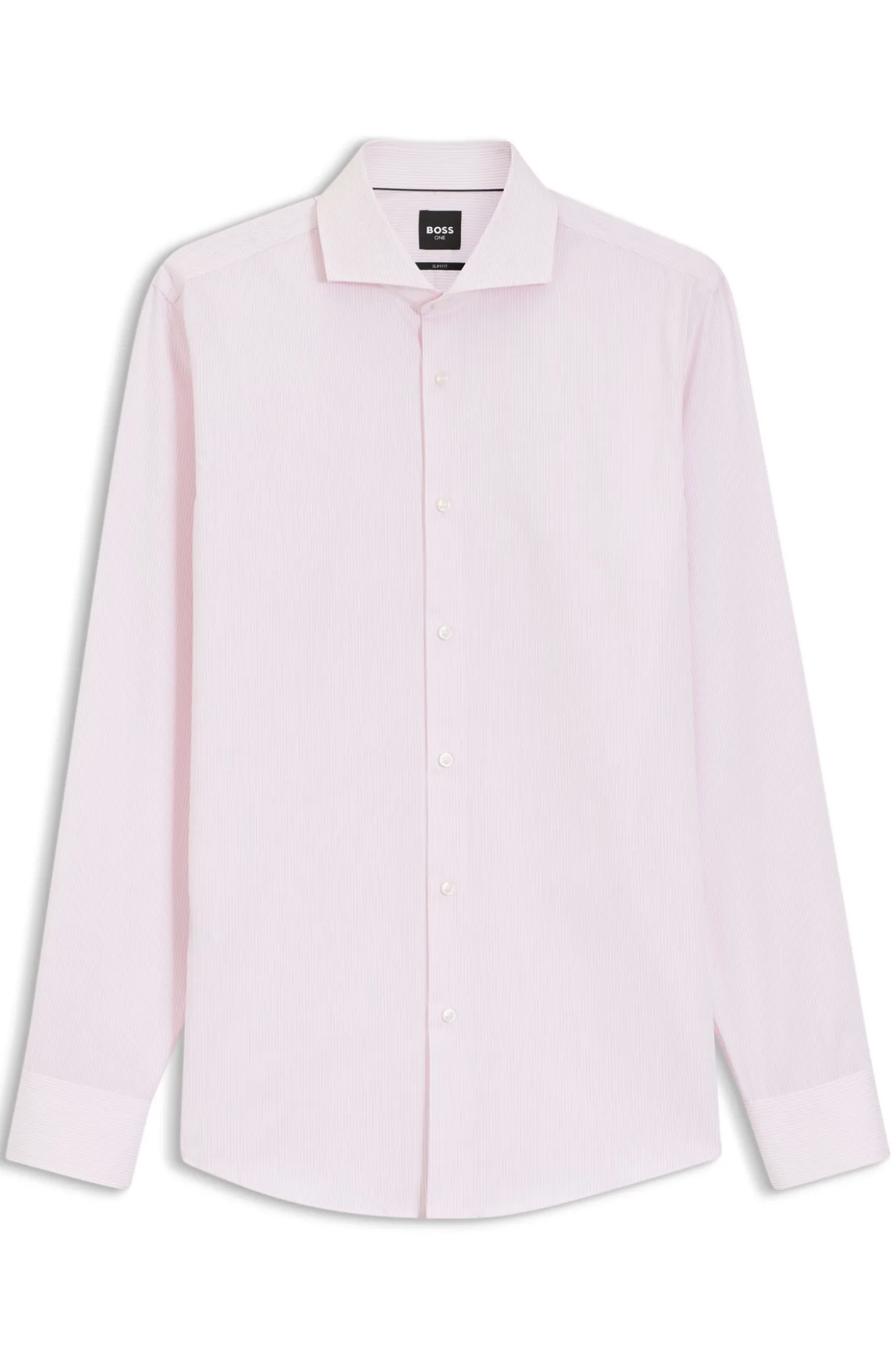 BOSS ONE Gestreiftes Slim-Fit Hemd aus Baumwoll-Twill