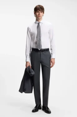 BOSS ONE Regular-Fit Hose aus Schurwoll-Serge