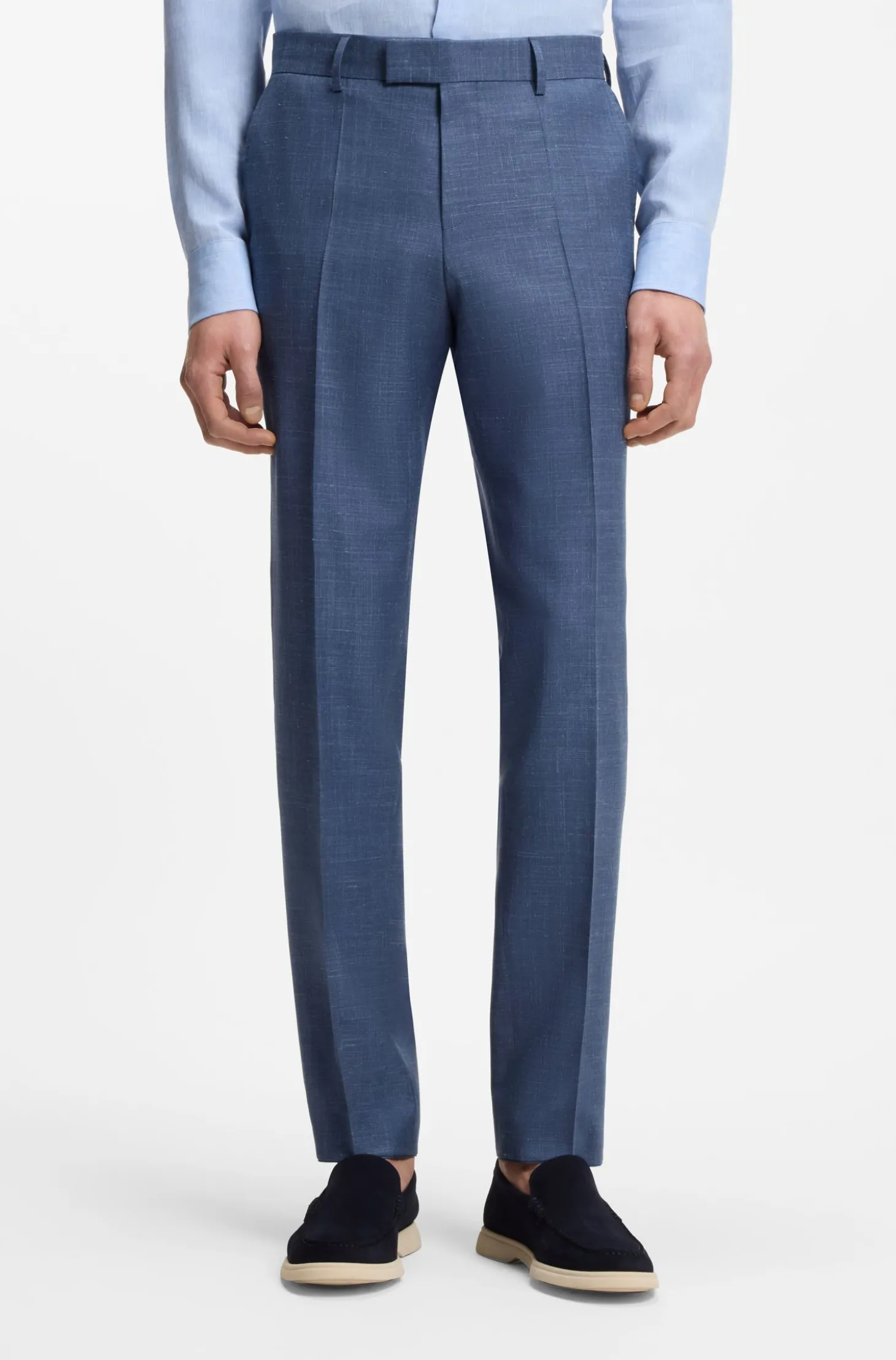 BOSS ONE Slim-Fit Anzughose aus Wolle, Seide und Leinen