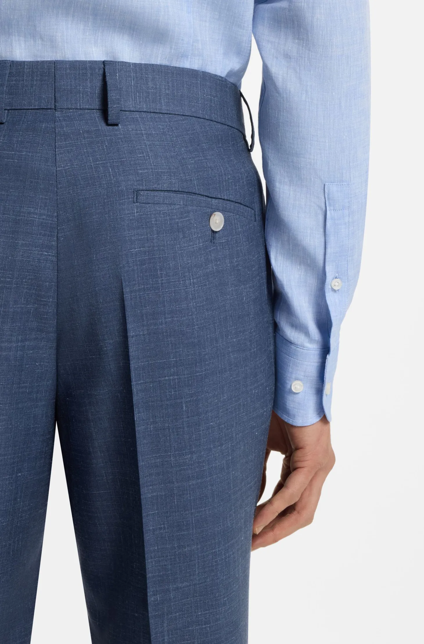 BOSS ONE Slim-Fit Anzughose aus Wolle, Seide und Leinen