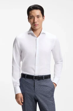 BOSS ONE Slim-Fit Hemd aus knitterfreier Oxford-Baumwolle