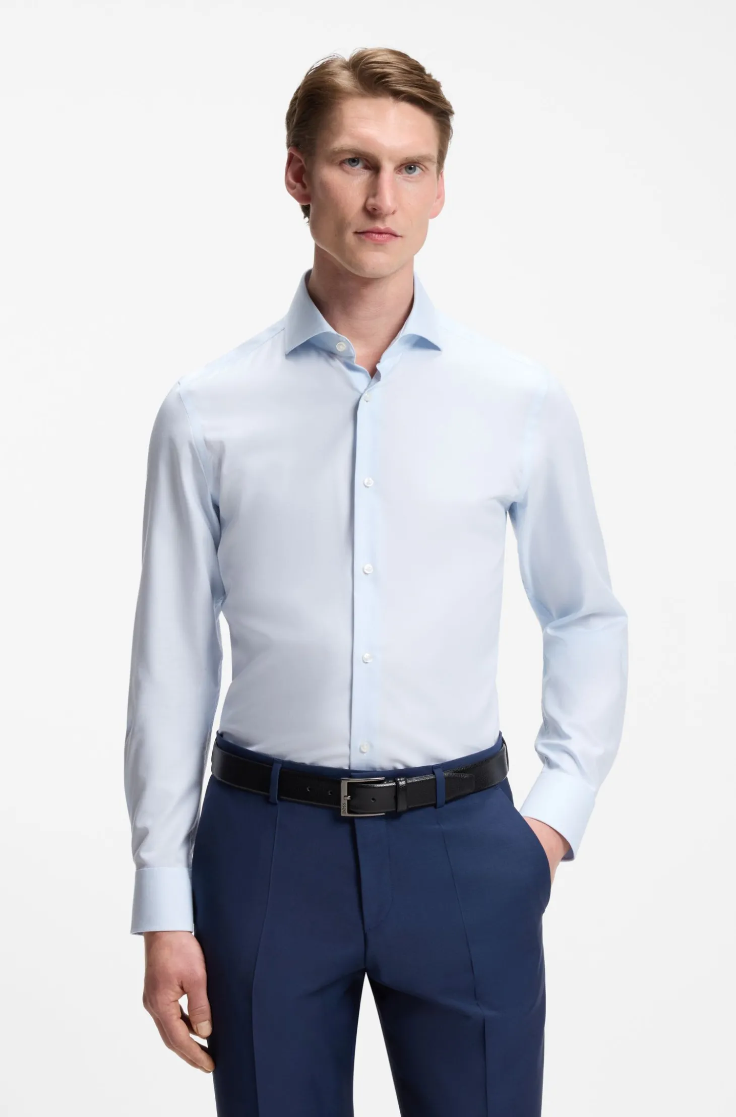 BOSS ONE Slim-Fit Hemd aus strukturiertem Baumwoll-Mix