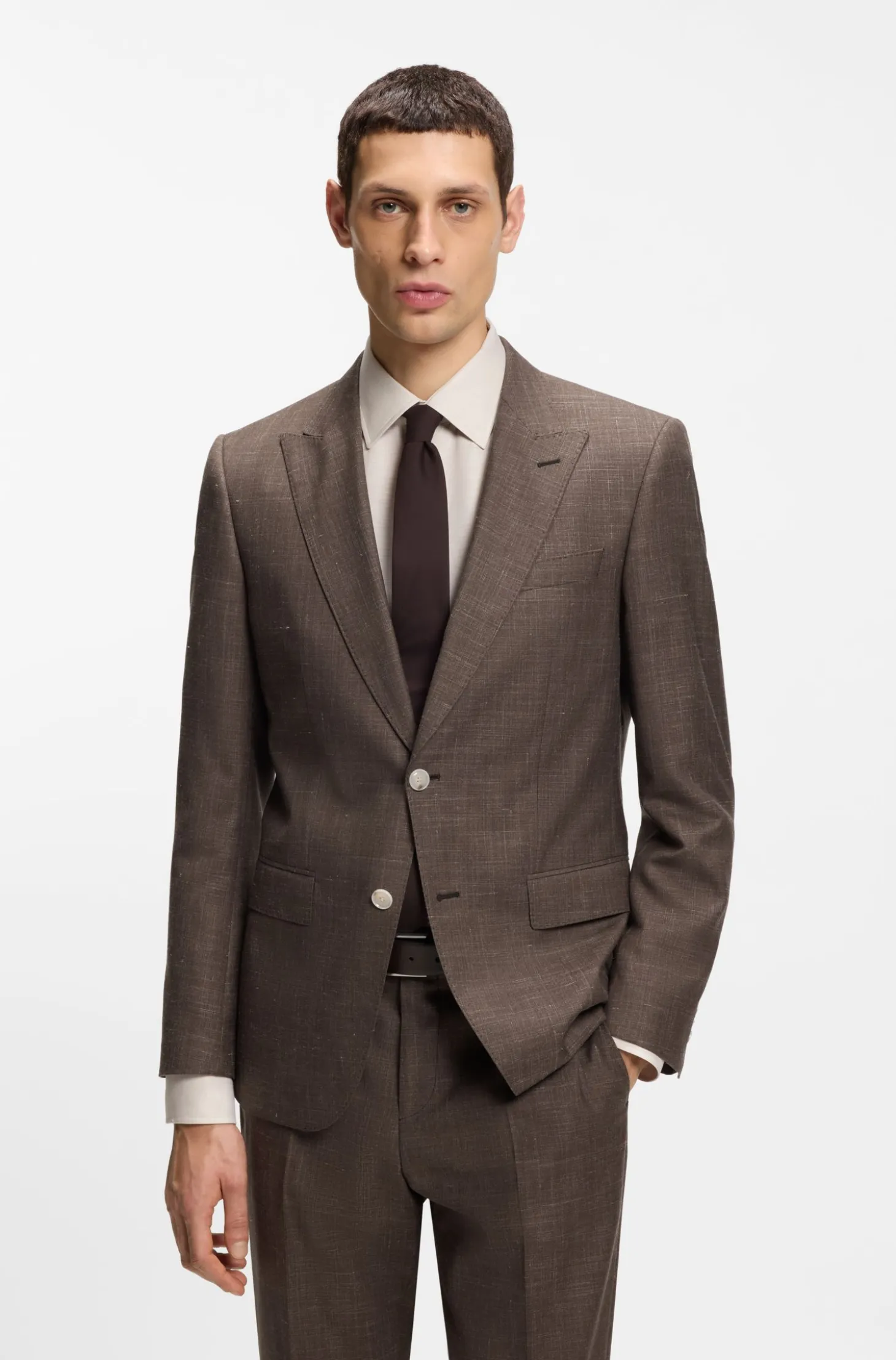 BOSS ONE Slim-Fit Sakko aus Wolle, Seide und Leinen