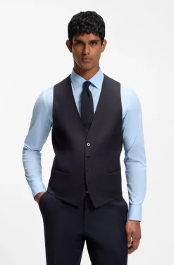 BOSS ONE Slim-Fit Weste aus Schurwoll-Serge