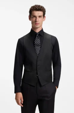 BOSS ONE Slim-Fit Weste aus Schurwoll-Serge