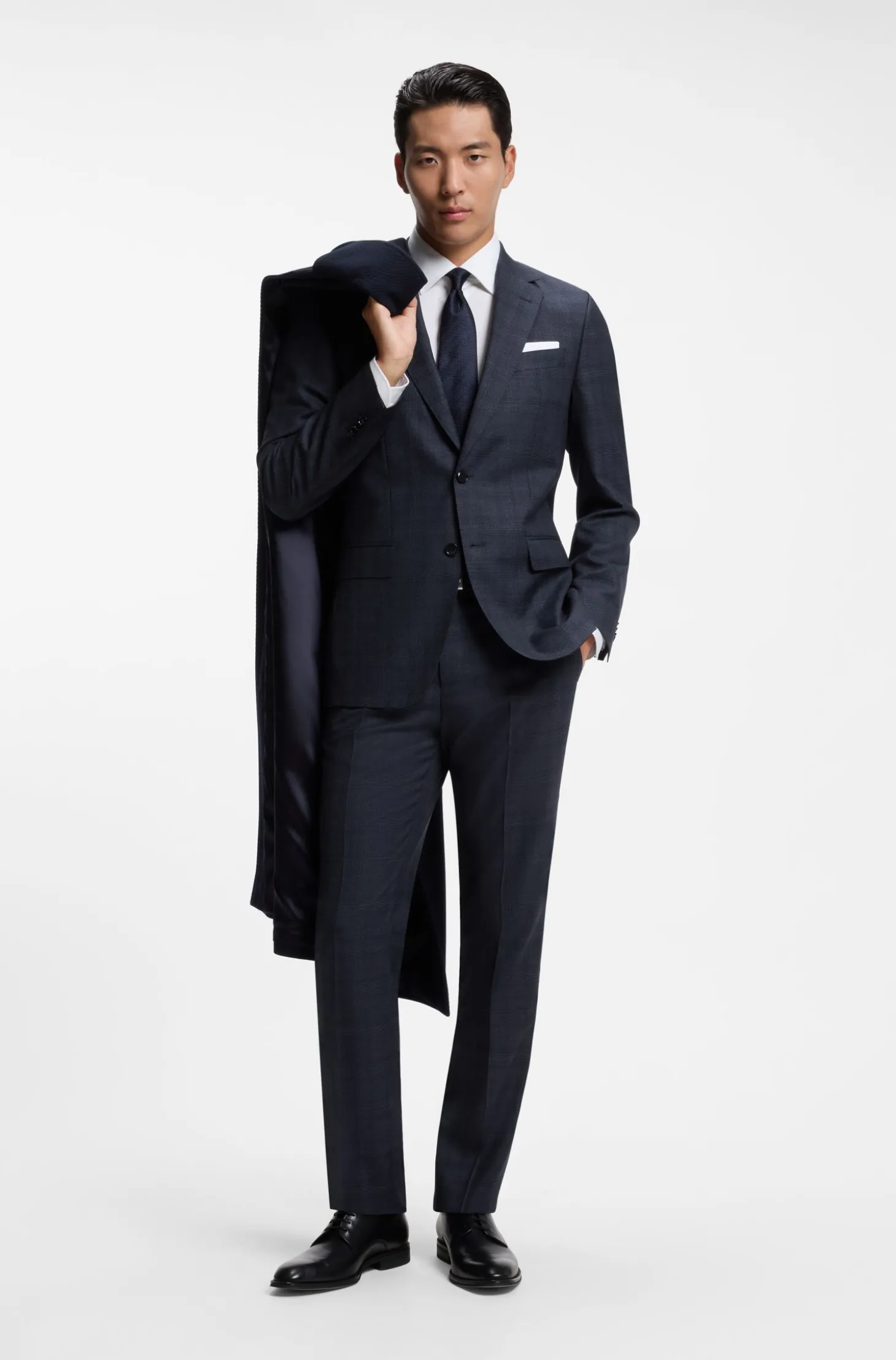 BOSS ONE Slim-Fit Zweiteiler aus karierter Schurwolle