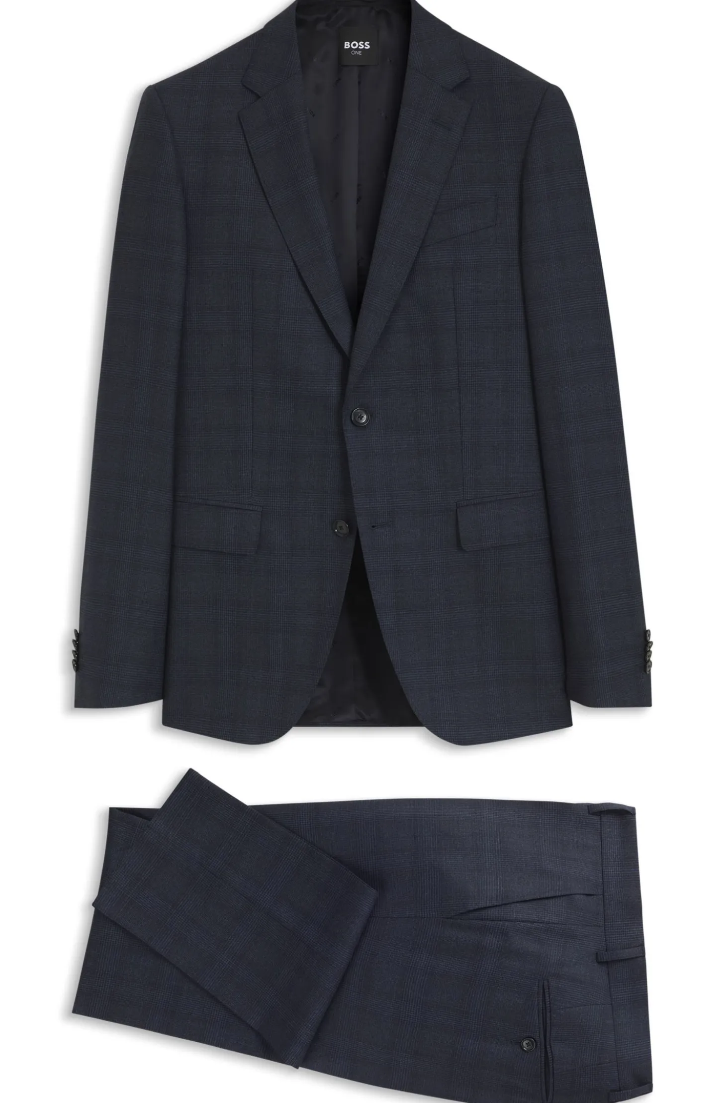 BOSS ONE Slim-Fit Zweiteiler aus karierter Schurwolle