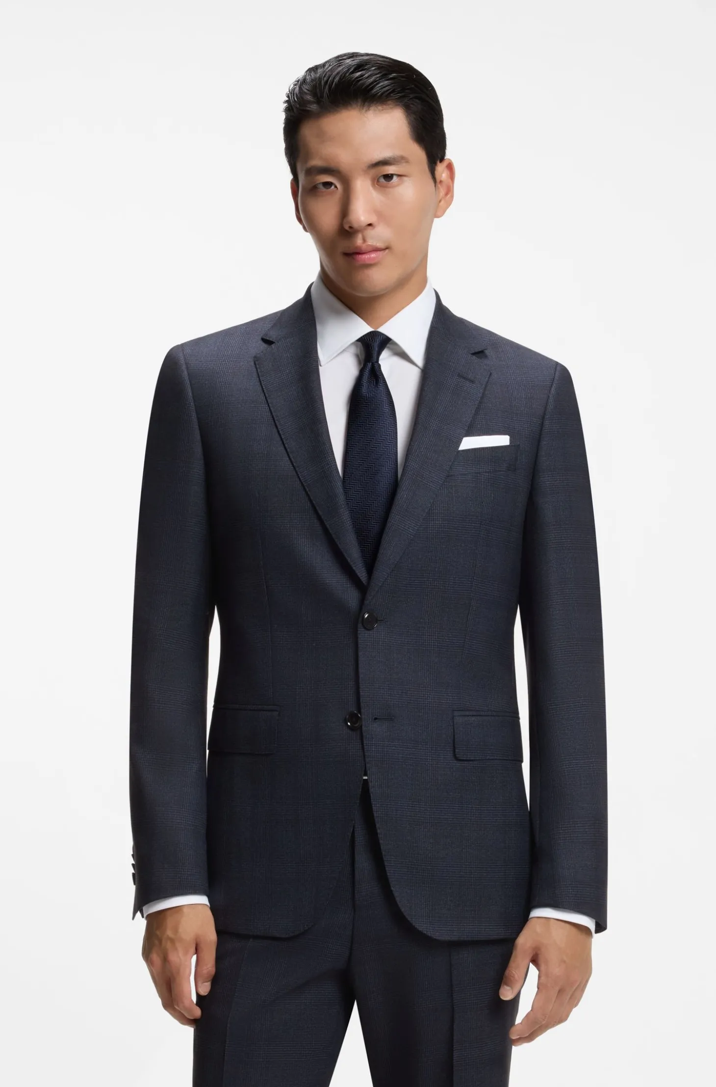 BOSS ONE Slim-Fit Zweiteiler aus karierter Schurwolle