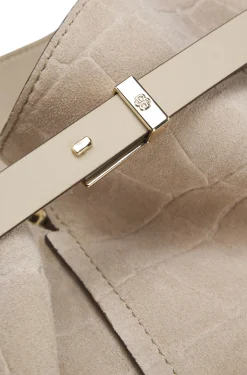 BOSS Revers Bucket Bag aus bedrucktem Veloursleder mit Gürteldetail