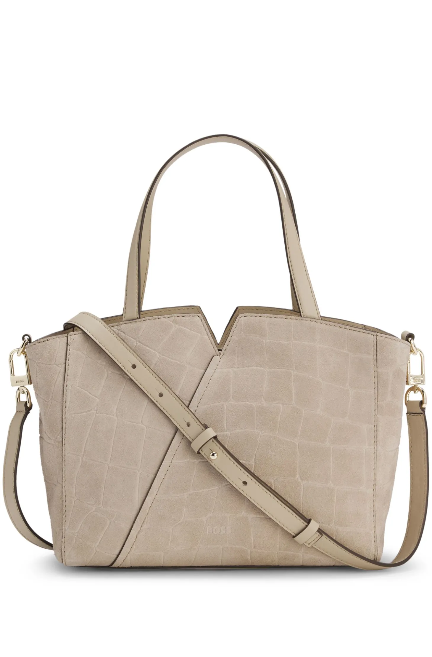 BOSS Revers Tote Bag aus bedrucktem Veloursleder mit Gürteldetail