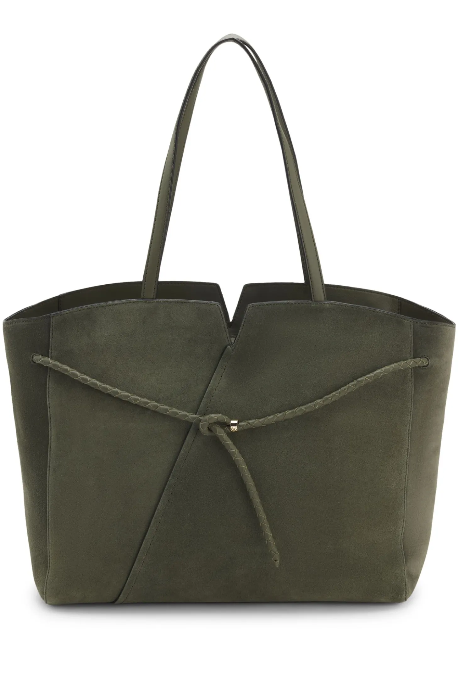 BOSS REVERS Tote Bag aus Veloursleder mit geflochtenem Gurt
