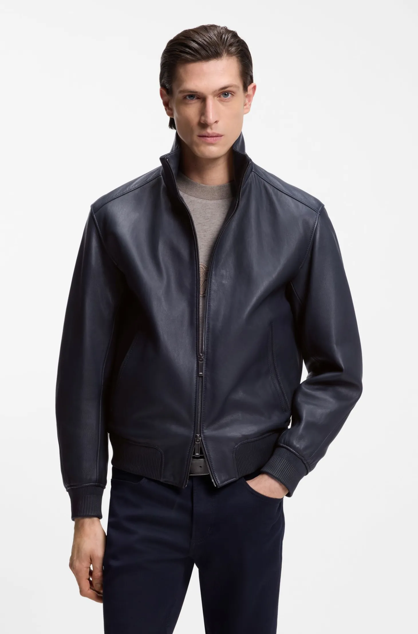 BOSS x ASTON MARTIN Lederjacke