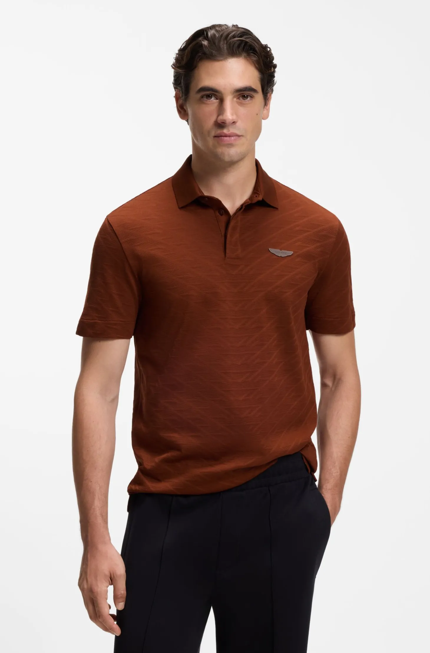 BOSS x ASTON MARTIN Poloshirt aus mercerisiertem Baumwoll-Jacquard