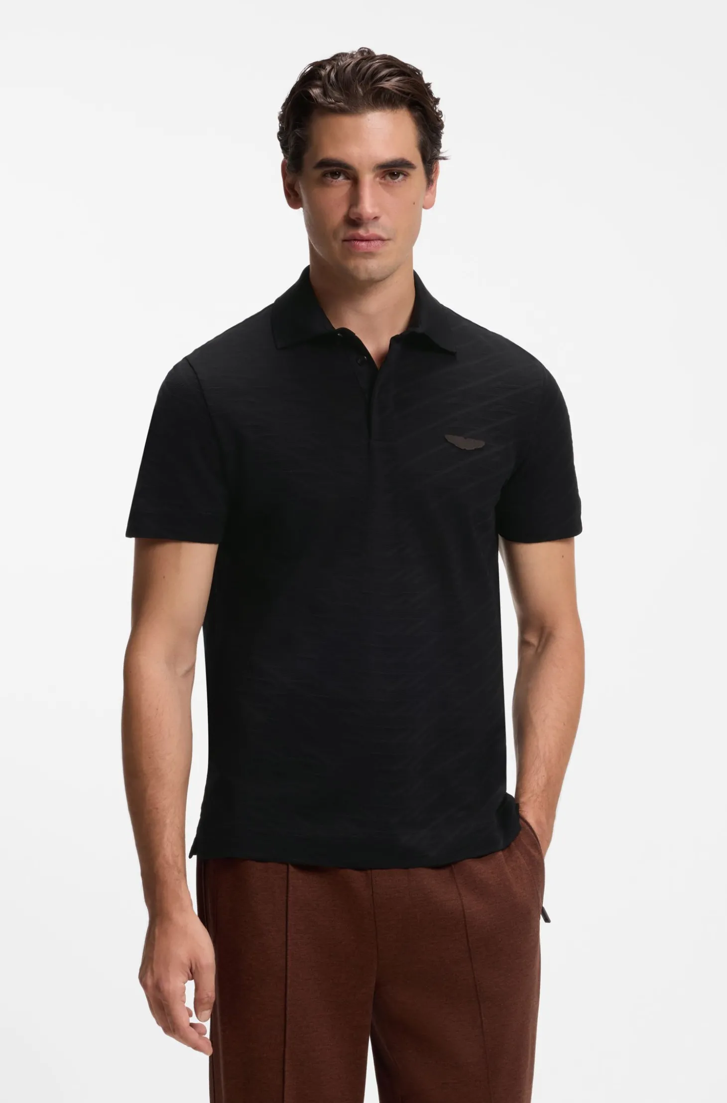 BOSS x ASTON MARTIN Poloshirt aus mercerisiertem Baumwoll-Jacquard