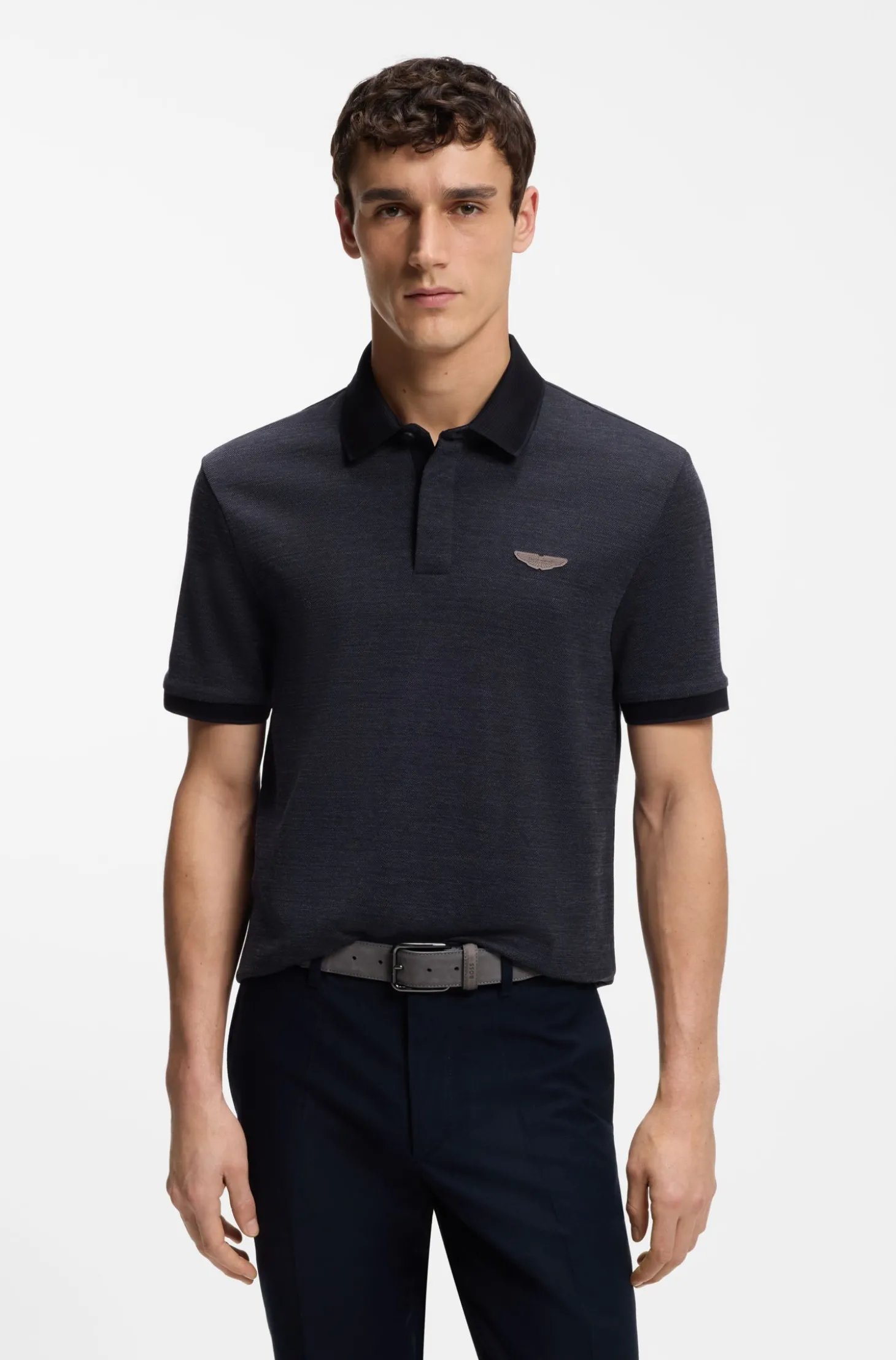 BOSS x ASTON MARTIN Poloshirt aus Wolle-Baumwoll-Piqué