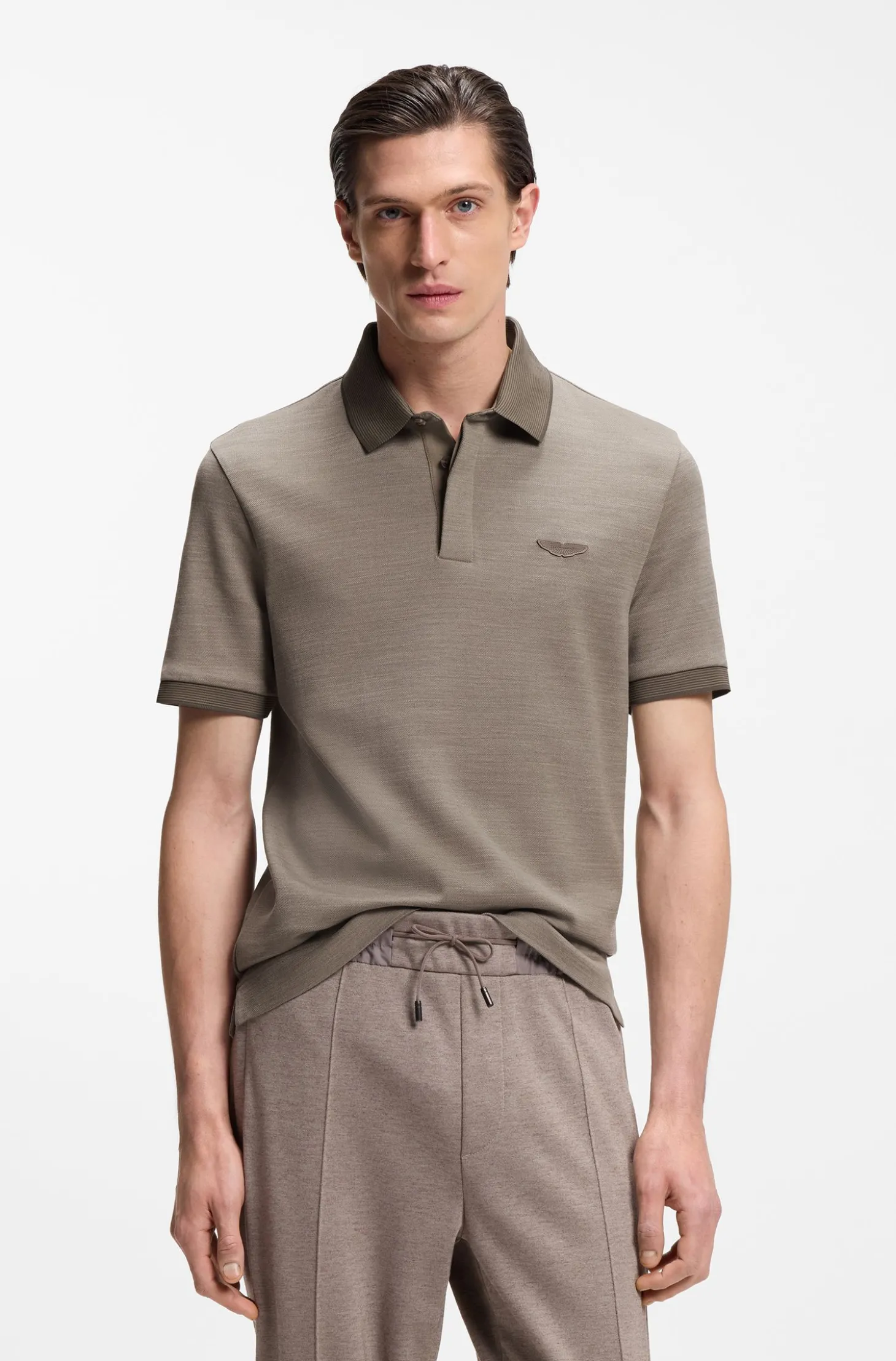 BOSS x ASTON MARTIN Poloshirt aus Wolle-Baumwoll-Piqué