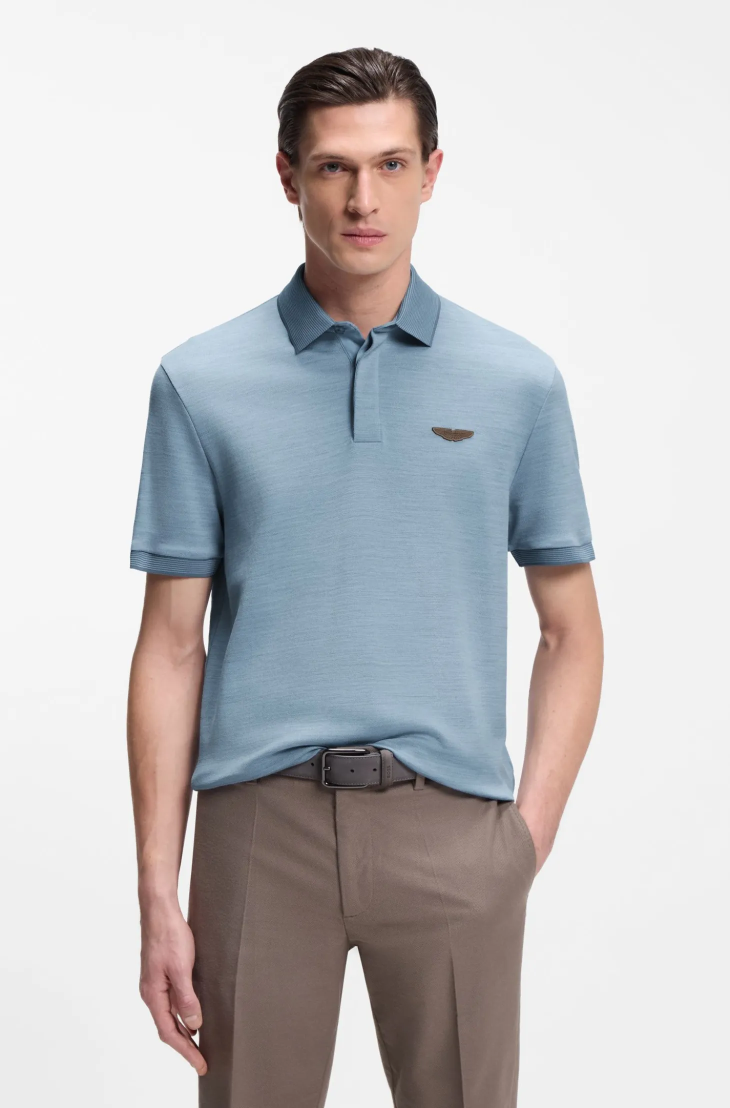 BOSS x ASTON MARTIN Poloshirt aus Wolle-Baumwoll-Piqué