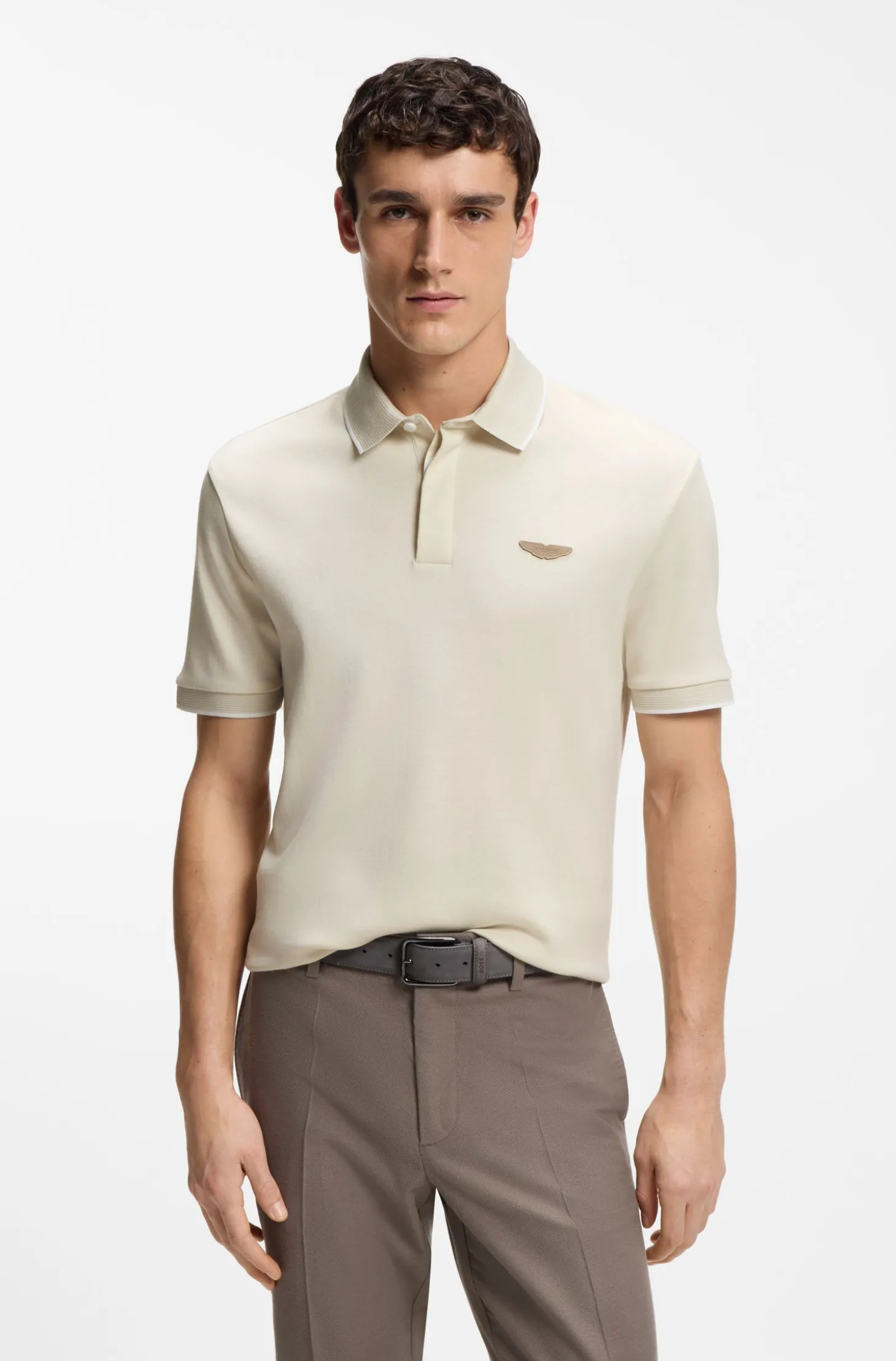 BOSS x ASTON MARTIN Poloshirt aus Wolle-Baumwoll-Piqué