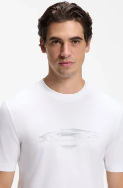 BOSS x ASTON MARTIN T-Shirt aus Baumwolle mit Auto-Grafik